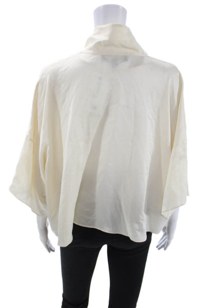 Elizabeth & James Women Kimono Silk Blouse Long Sleeve White Size XS