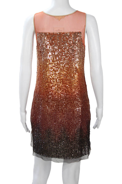 Renzo + Kai Women Shift Dress Orange Striped Sleeveless Size S