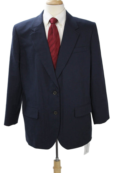 J Crew Mens 2 Piece Suit Jacket Dark Blue Wool Blend Size XL