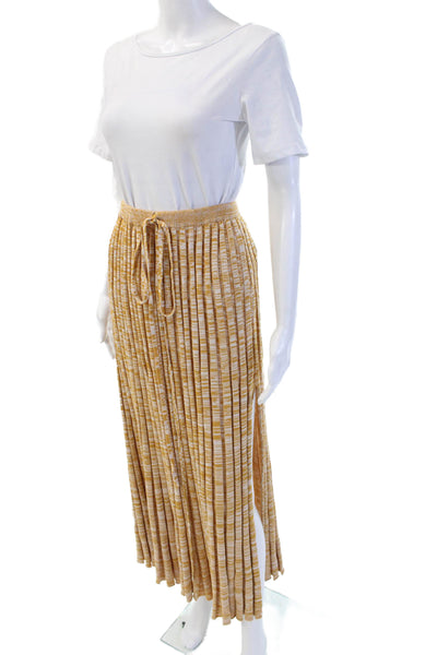 Christopher Esber Womens Pleated Maxi Skirt Beige Striped Size XS