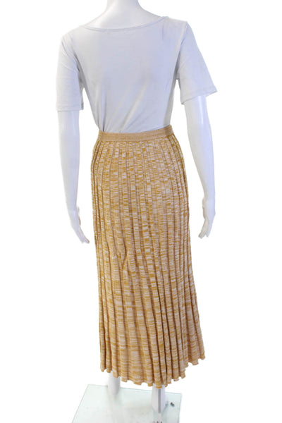 Christopher Esber Womens Pleated Maxi Skirt Beige Striped Size XS