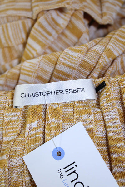 Christopher Esber Womens Pleated Maxi Skirt Beige Striped Size XS