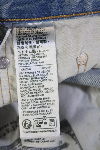 Levis Unisex Cropped Straight Light Blue Cotton Low Rise Jeans Button Size 24