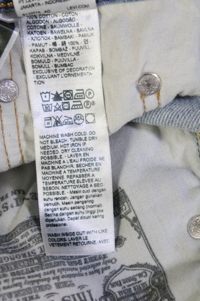 Levis Unisex Cropped Straight Light Blue Cotton Low Rise Jeans Button Size 24
