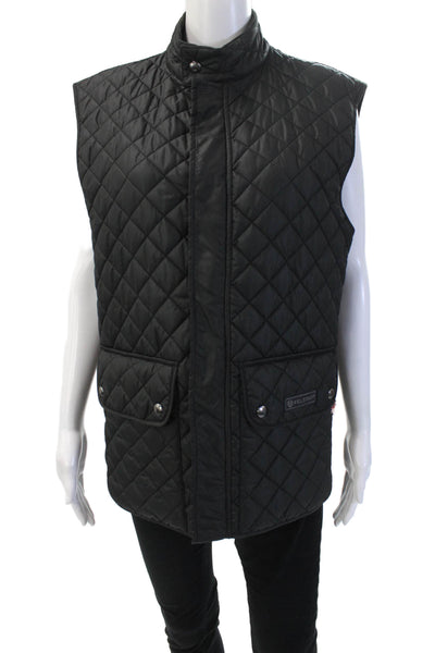 Belstaff Mens Black Quilted Biker Vest Sleeveless High Neck Size 50