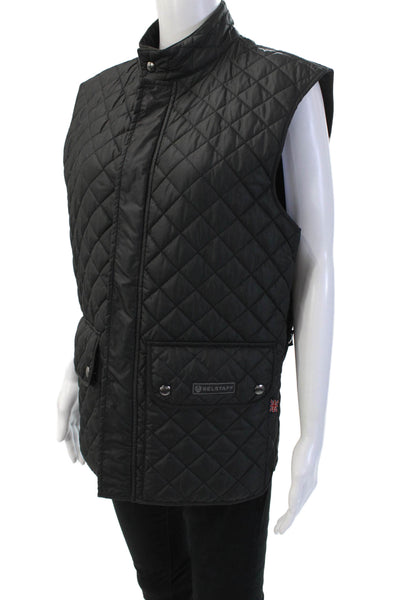 Belstaff Mens Black Quilted Biker Vest Sleeveless High Neck Size 50