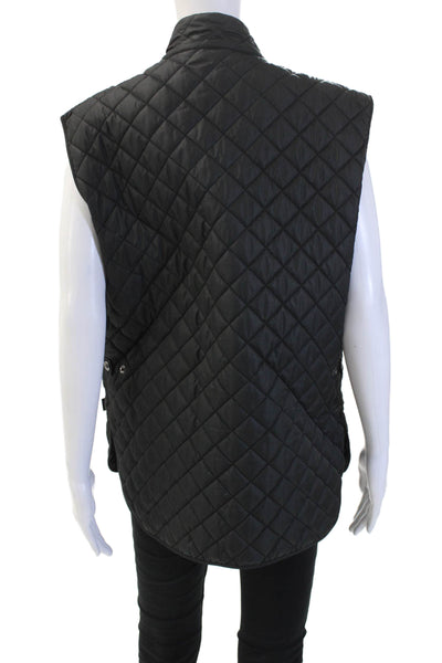 Belstaff Mens Black Quilted Biker Vest Sleeveless High Neck Size 50