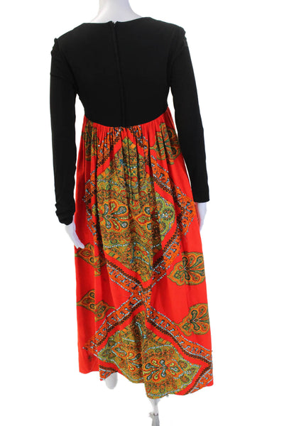 Lord & Taylor Women Maxi Dress Black Paisley V Neck Long Sleeve Maternity Size S