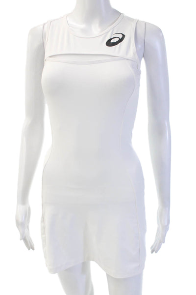 Asics Women Bodycon Tank Dress White Sleeveless Crew Neck Size XS