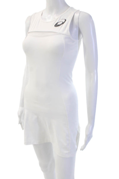Asics Women Bodycon Tank Dress White Sleeveless Crew Neck Size XS