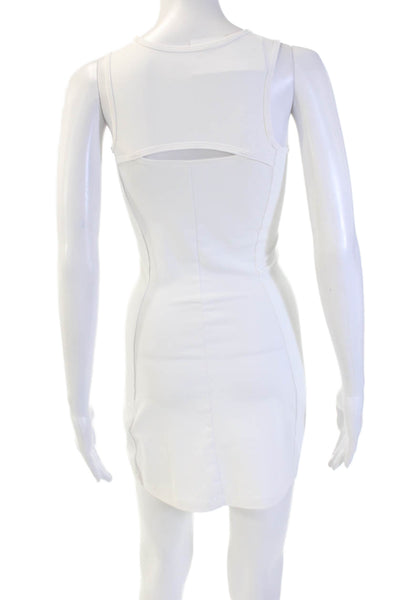 Asics Women Bodycon Tank Dress White Sleeveless Crew Neck Size XS
