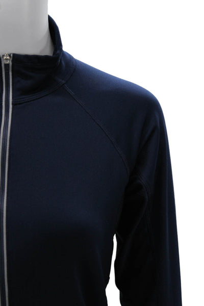 Athleta Women Dark Blue High Neck Zip Long Sleeve Sweatshirt Size S