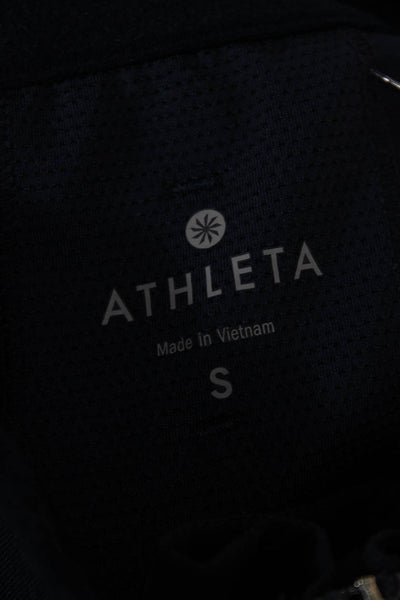 Athleta Women Dark Blue High Neck Zip Long Sleeve Sweatshirt Size S