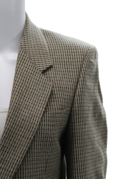 Giovanni Women Brown Wool Check Blazer Collared Button Long Sleeve 80s Size 38