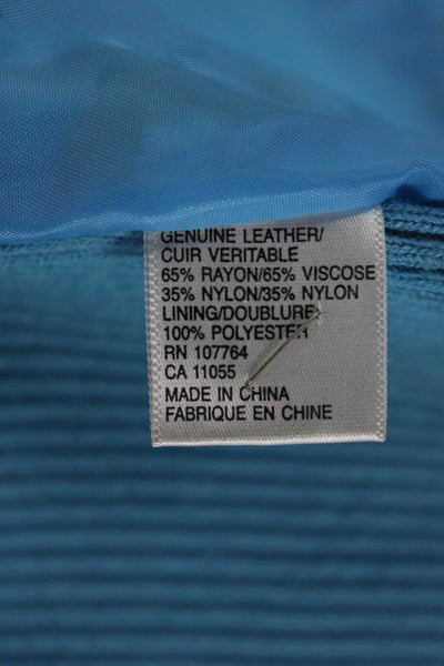 One Girl Who Women Motorcycle Jacket Light Blue High Neck Button Size S