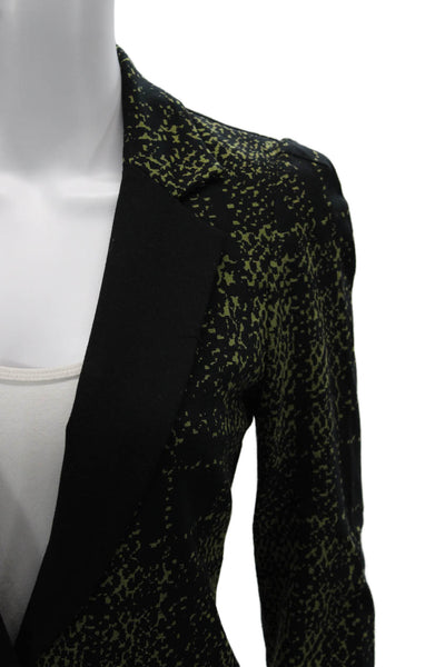 Yoana Baraschi Womens Black Checked Designer V-Neck Long Sleeve Blazer Size S