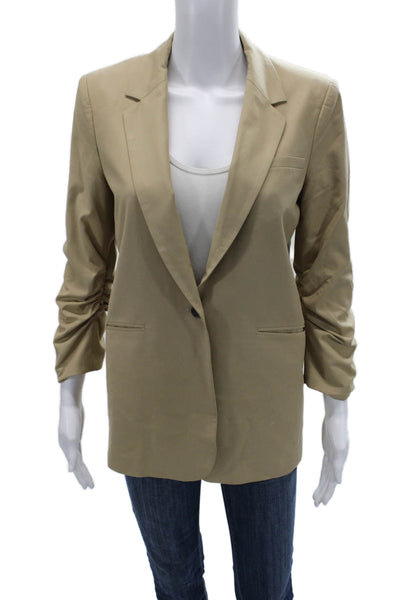 Elizabeth & James Womens Beige Collared Button Blazer Long Sleeve Size 2