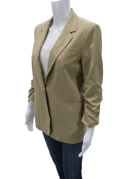 Elizabeth & James Womens Beige Collared Button Blazer Long Sleeve Size 2