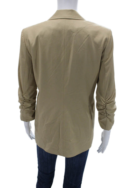 Elizabeth & James Womens Beige Collared Button Blazer Long Sleeve Size 2