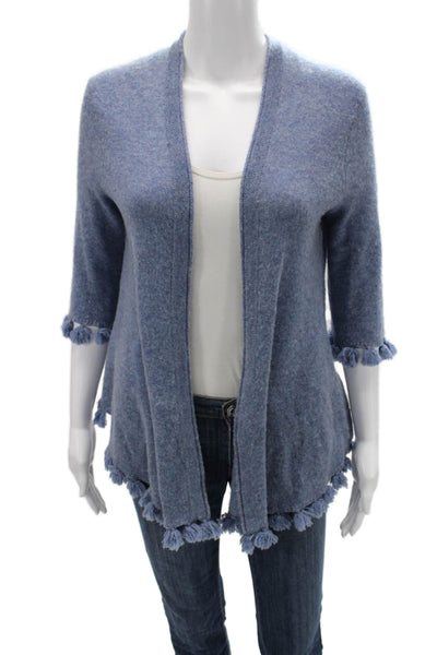 Minnie Rose Unisex Cashmere Cardigan Blue 3/4 Sleeve Bohemian Size XS