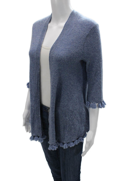 Minnie Rose Unisex Cashmere Cardigan Blue 3/4 Sleeve Bohemian Size XS