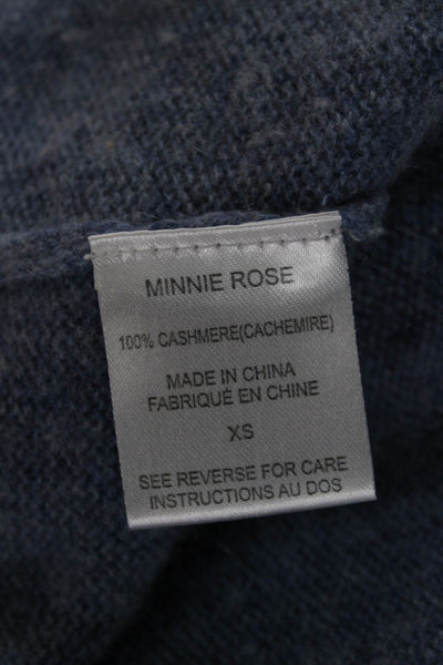 Minnie Rose Unisex Cashmere Cardigan Blue 3/4 Sleeve Bohemian Size XS