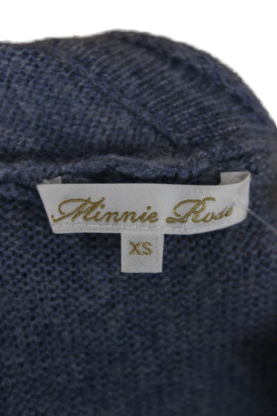 Minnie Rose Unisex Cashmere Cardigan Blue 3/4 Sleeve Bohemian Size XS