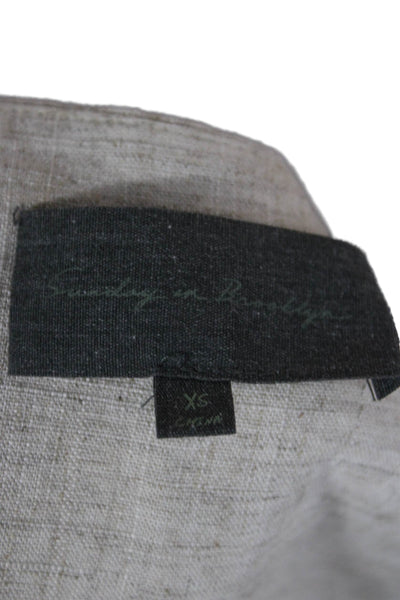 Sunday In Brooklyn Women Bohemian Beige V-Neck Button Linen Rayon Vest Size XS