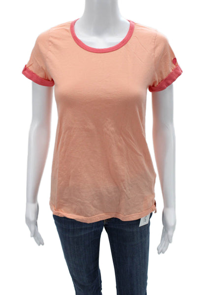 T.LA Womens Ringer T-Shirt Pink 100% Cotton Short Sleeve Heart Size XS