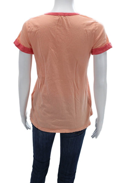 T.LA Womens Ringer T-Shirt Pink 100% Cotton Short Sleeve Heart Size XS