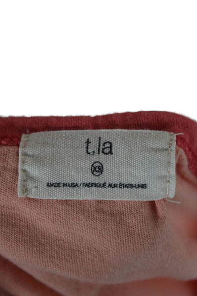 T.LA Womens Ringer T-Shirt Pink 100% Cotton Short Sleeve Heart Size XS