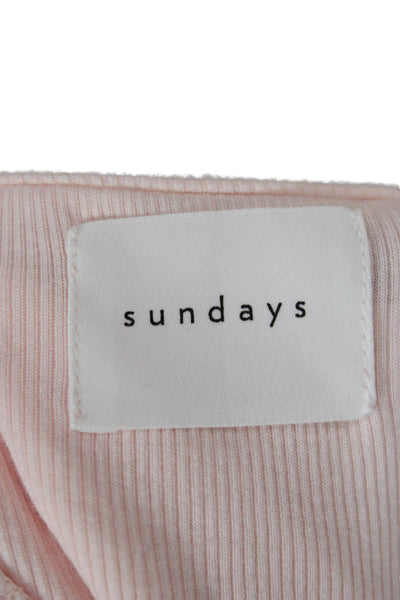 Sundays Women Basic Pink V-Neck Short Sleeve T-Shirt Size 1