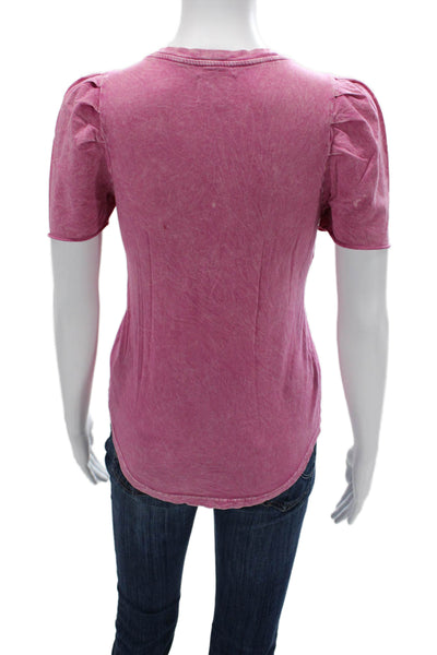 Sundays Womens Basic Pink V-Neck Short Sleeve Cotton T-Shirt Size 0