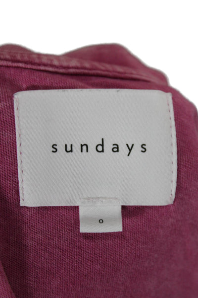 Sundays Womens Basic Pink V-Neck Short Sleeve Cotton T-Shirt Size 0