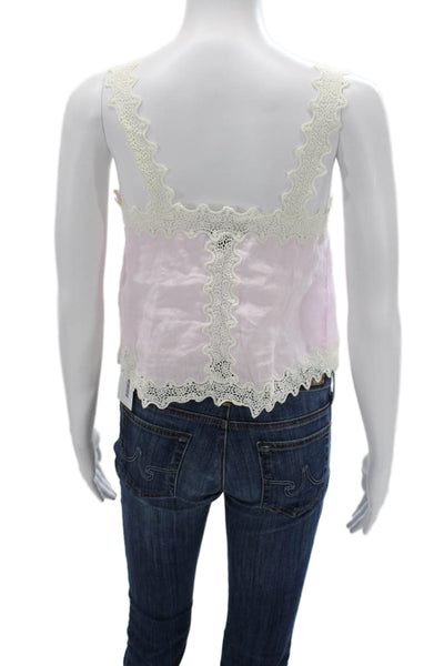 J Crew Womens Cropped Camisole Pink Linen Square Neck Sleeveless Boho Size 2XS