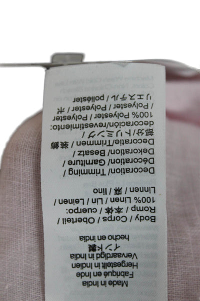 J Crew Womens Cropped Camisole Pink Linen Square Neck Sleeveless Boho Size 2XS