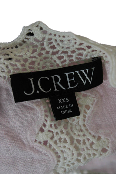 J Crew Womens Cropped Camisole Pink Linen Square Neck Sleeveless Boho Size 2XS