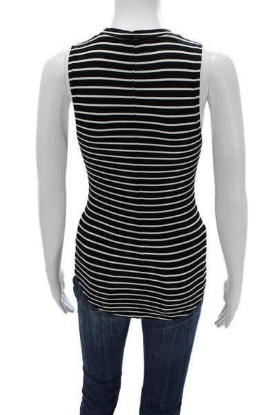 Frame Women Basic Striped Sleeveless Crewneck Tank Black Viscose 90s Size S