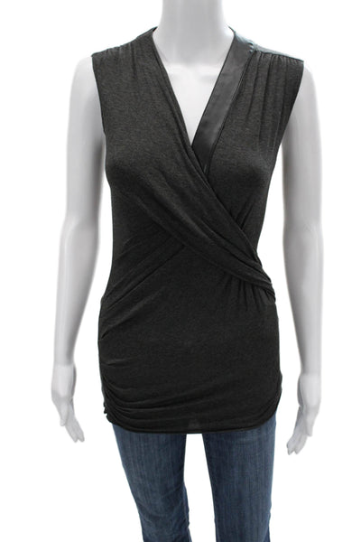 Bailey 44 Womens Dark Gray V Neck Sleeveless Tank Rayon Spandex Size XS