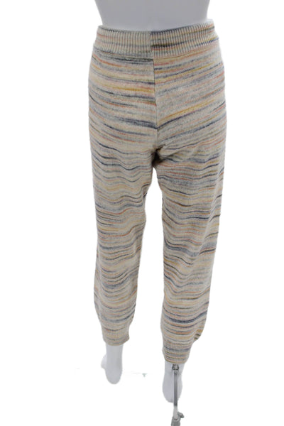 Sundays Unisex Jogger Sweatpants Beige Striped Cotton Drawstring Size S