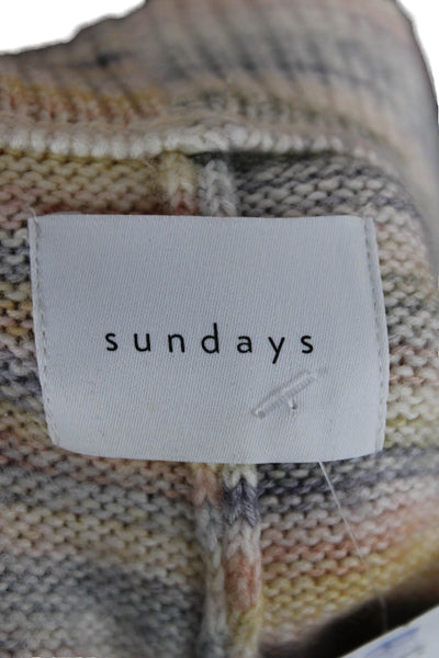 Sundays Unisex Jogger Sweatpants Beige Striped Cotton Drawstring Size S