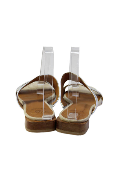 Coclico Womens Leather Slide On Sandals Silver Size 37 7