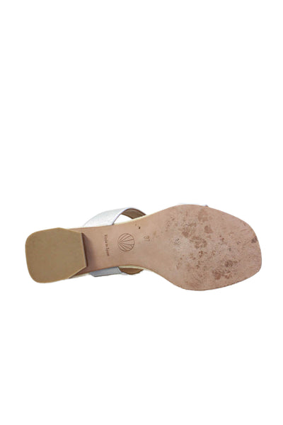 Coclico Womens Leather Slide On Sandals Silver Size 37 7