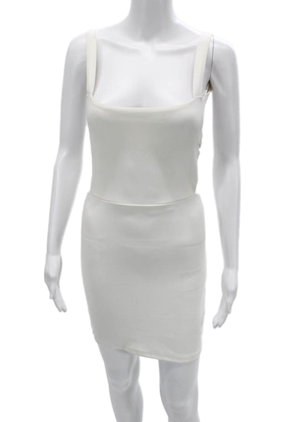 TOBI Women Bodycon Mini Dress White Square Neck Sleeveless Petites Size S
