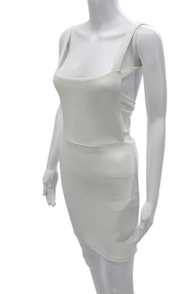 TOBI Women Bodycon Mini Dress White Square Neck Sleeveless Petites Size S
