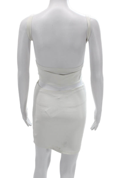 TOBI Women Bodycon Mini Dress White Square Neck Sleeveless Petites Size S