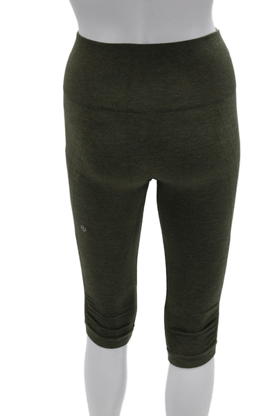 Lululemon Womens Capri Leggings Nylon Blend Solid Army Green Size 4