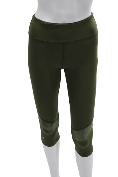 Pheel Womens Capri Leggings Green Army Size S