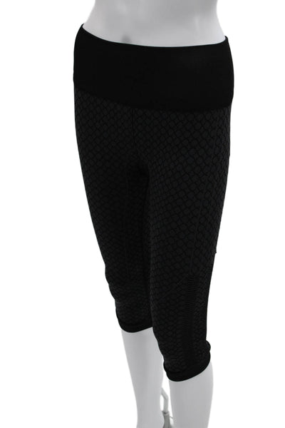 Lululemon Womens Capri Leggings Black Geometric Aztec Nylon Blend Size 2