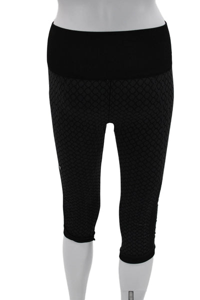 Lululemon Womens Capri Leggings Black Geometric Aztec Nylon Blend Size 2